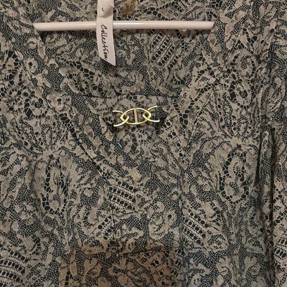 NY Collection Green Patterned Blouse - Picture 4 of 5
